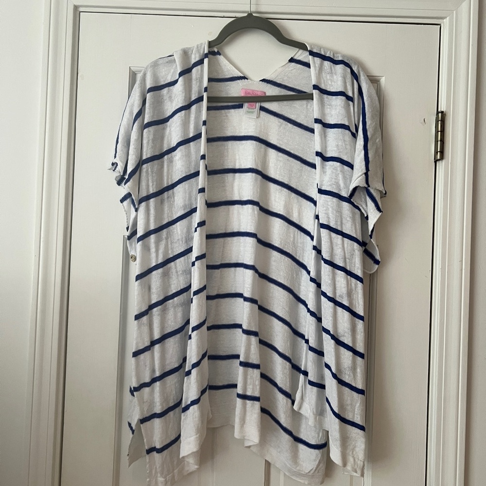 Lilly Pulitzer White and Blue Striped Sweater